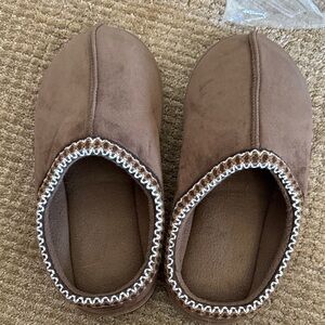 Brown Slipper Shoes with White Trim